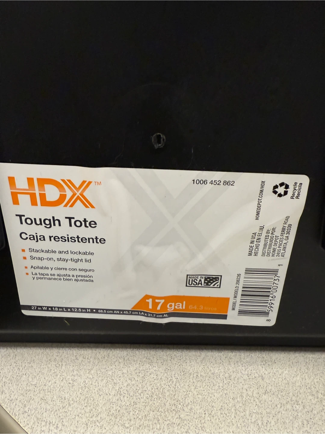 HDX 17-Gal Tough Tote - Stackable & Lockable🥕 - photo 2