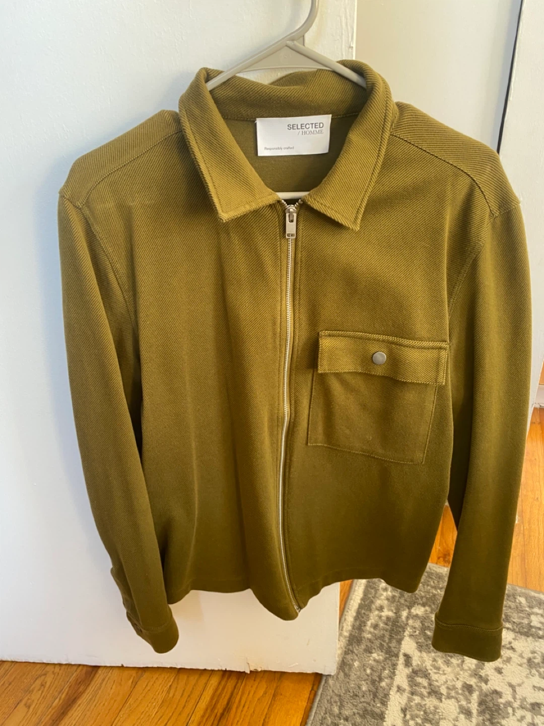 SELECTED HOMME Olive Green Zip Jacket