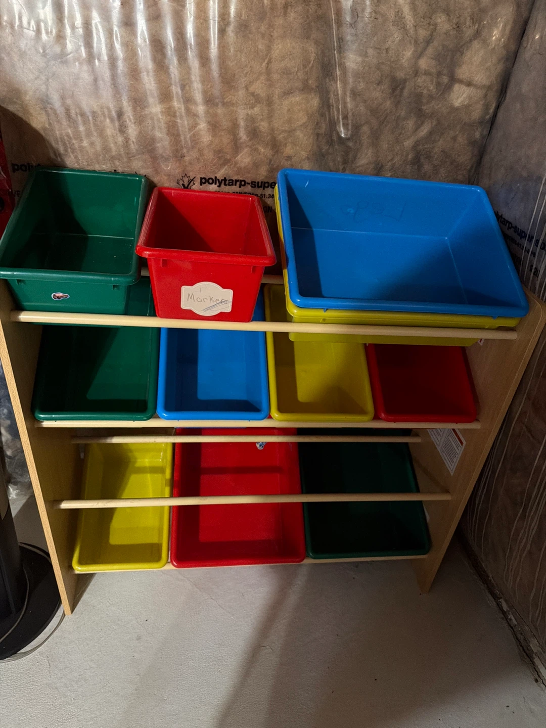 Kids Storage Shelf with Colourful Bins