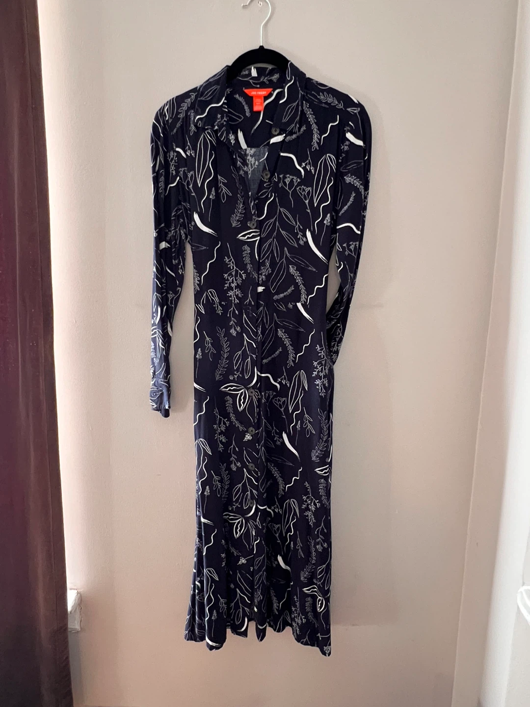Joe Fresh Navy Floral Print Shirt Dress S