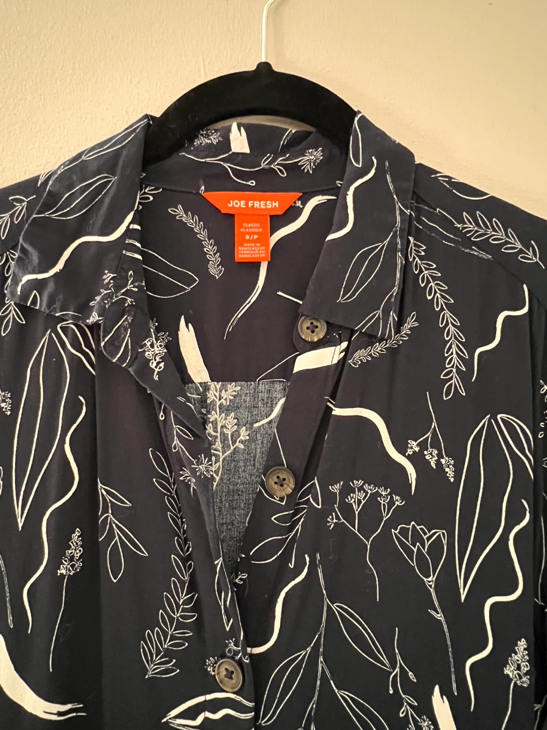 Joe Fresh Navy Floral Print Shirt Dress S - photo 2