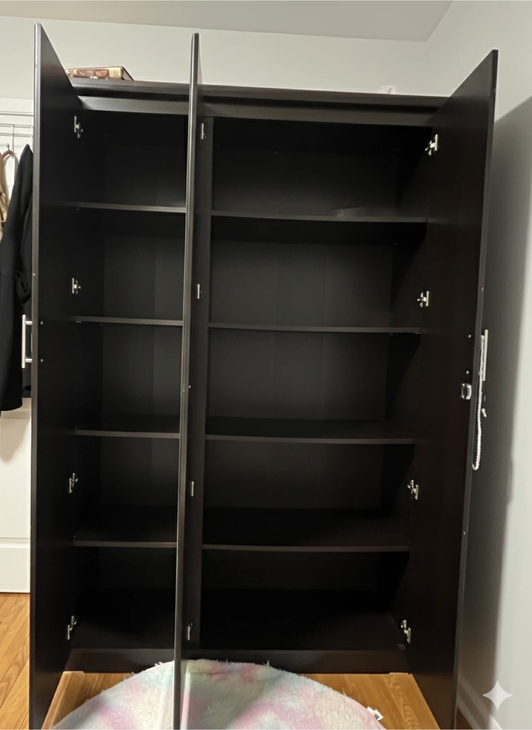 Dark Brown Wood Wardrobe with Mirror - photo 4