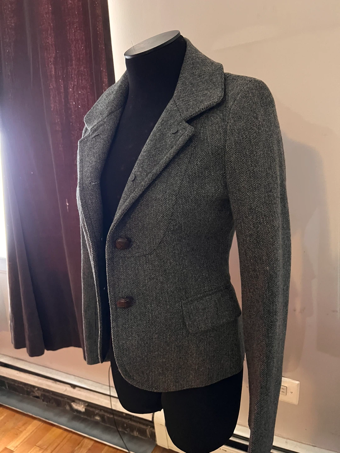 Vintage J. Crew Herringbone Wool Blazer - Size 2