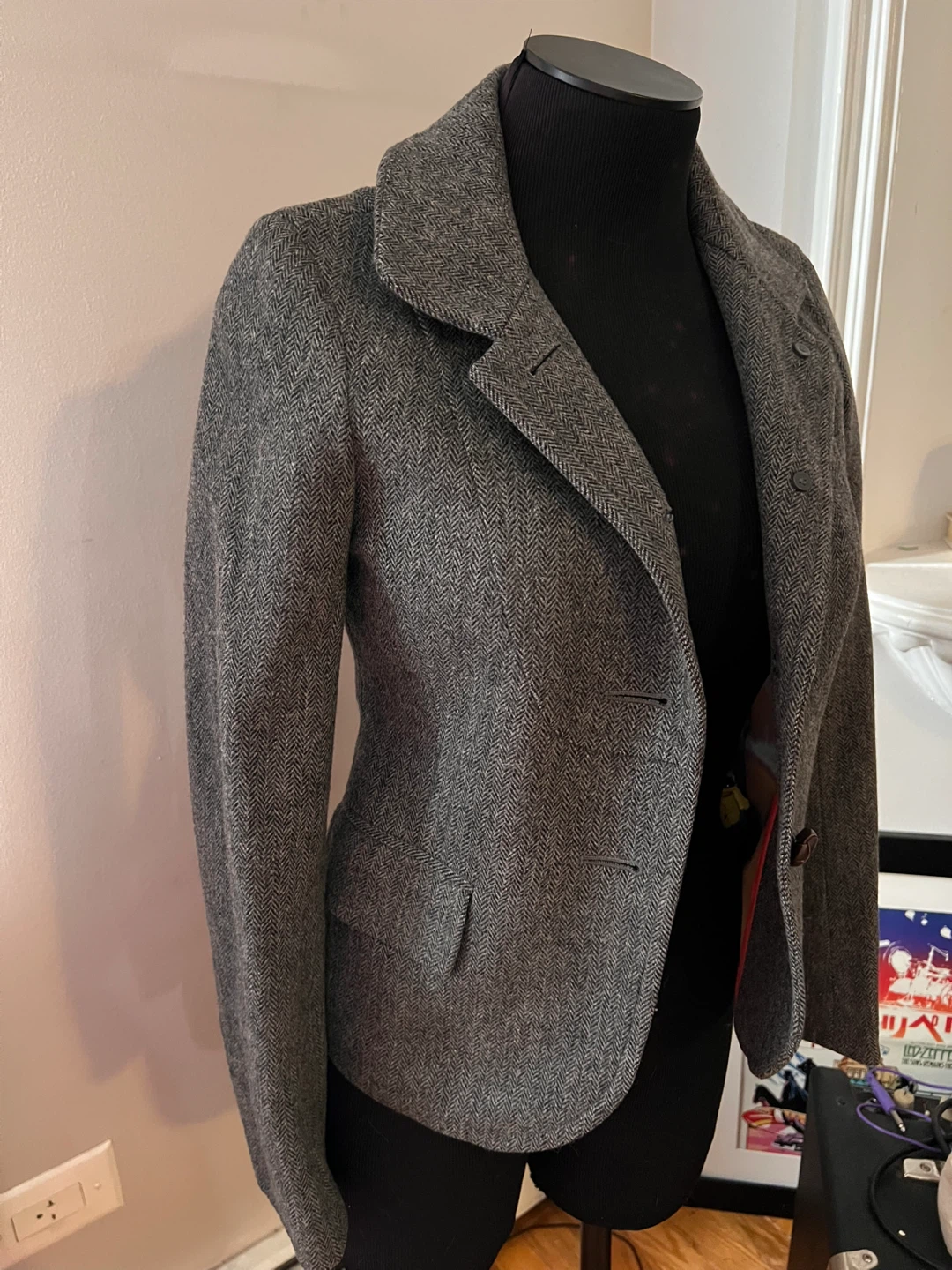 Vintage J. Crew Herringbone Wool Blazer - Size 2 - photo 2