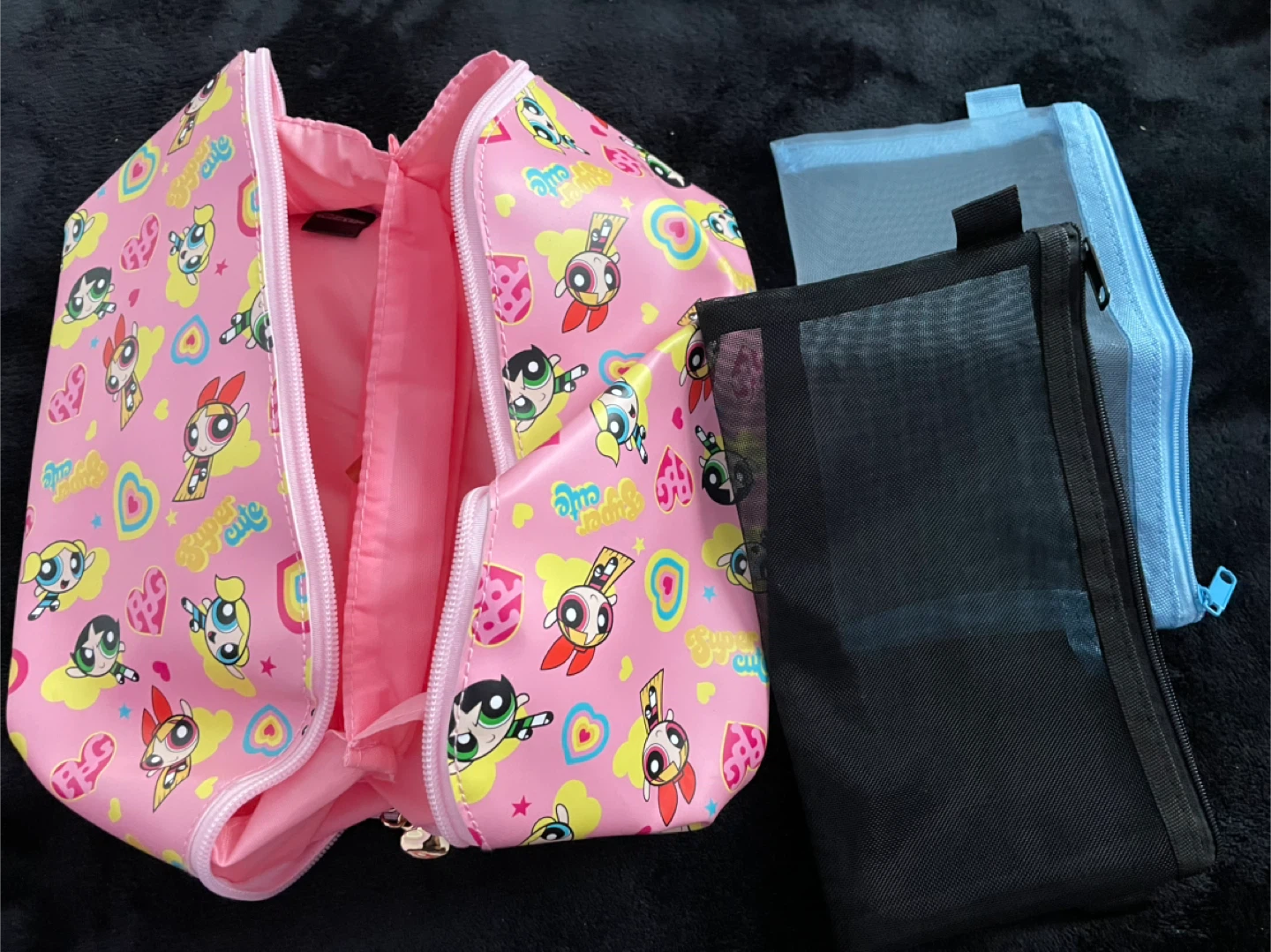 Powerpuff Girls Makup Bag w/ additional mesh pencil cases
