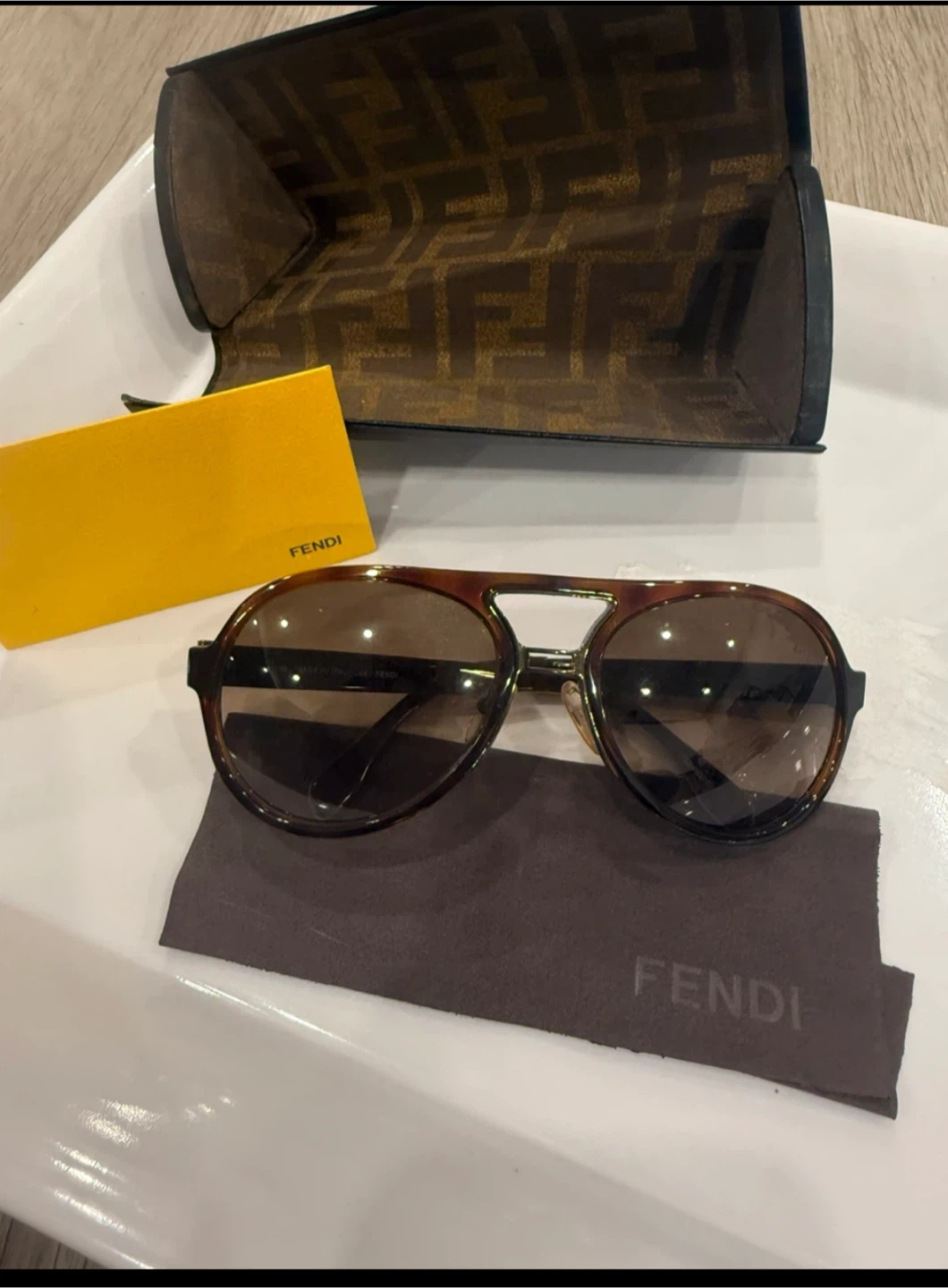 Fendi Brown Aviator Sunglasses