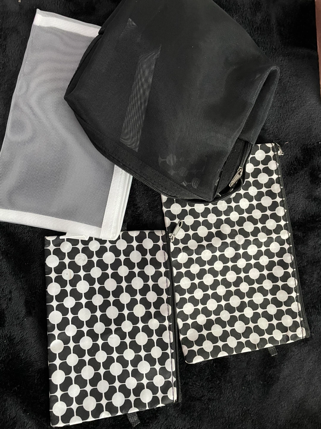 Black and White 4 Piece Makeup Bag Set