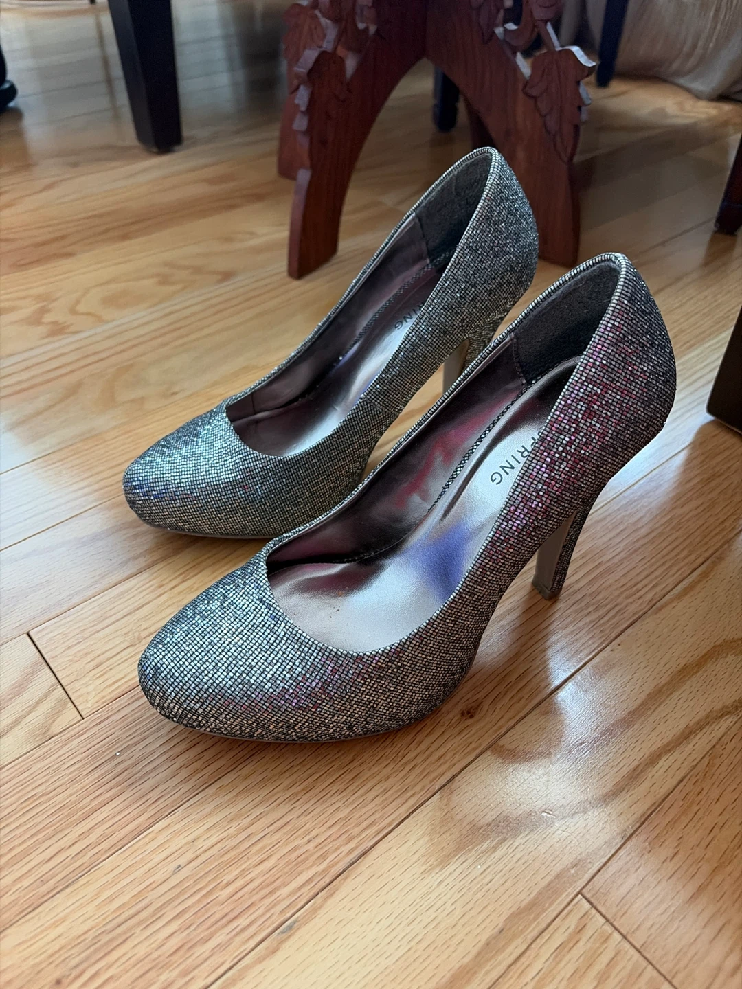 Call It Spring Silver Glitter Heels