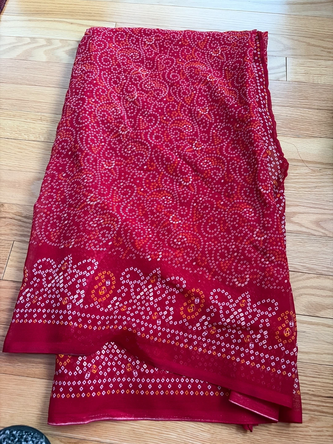 Red Bandhani Saree