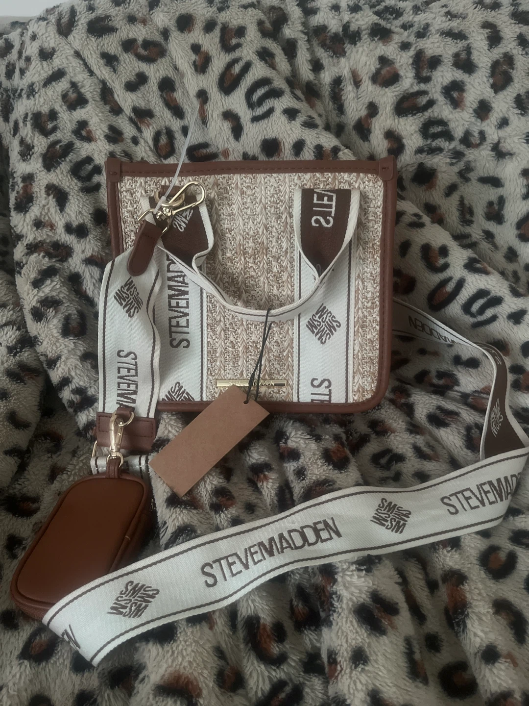 Steve Madden Brown & Beige Satchel Bag