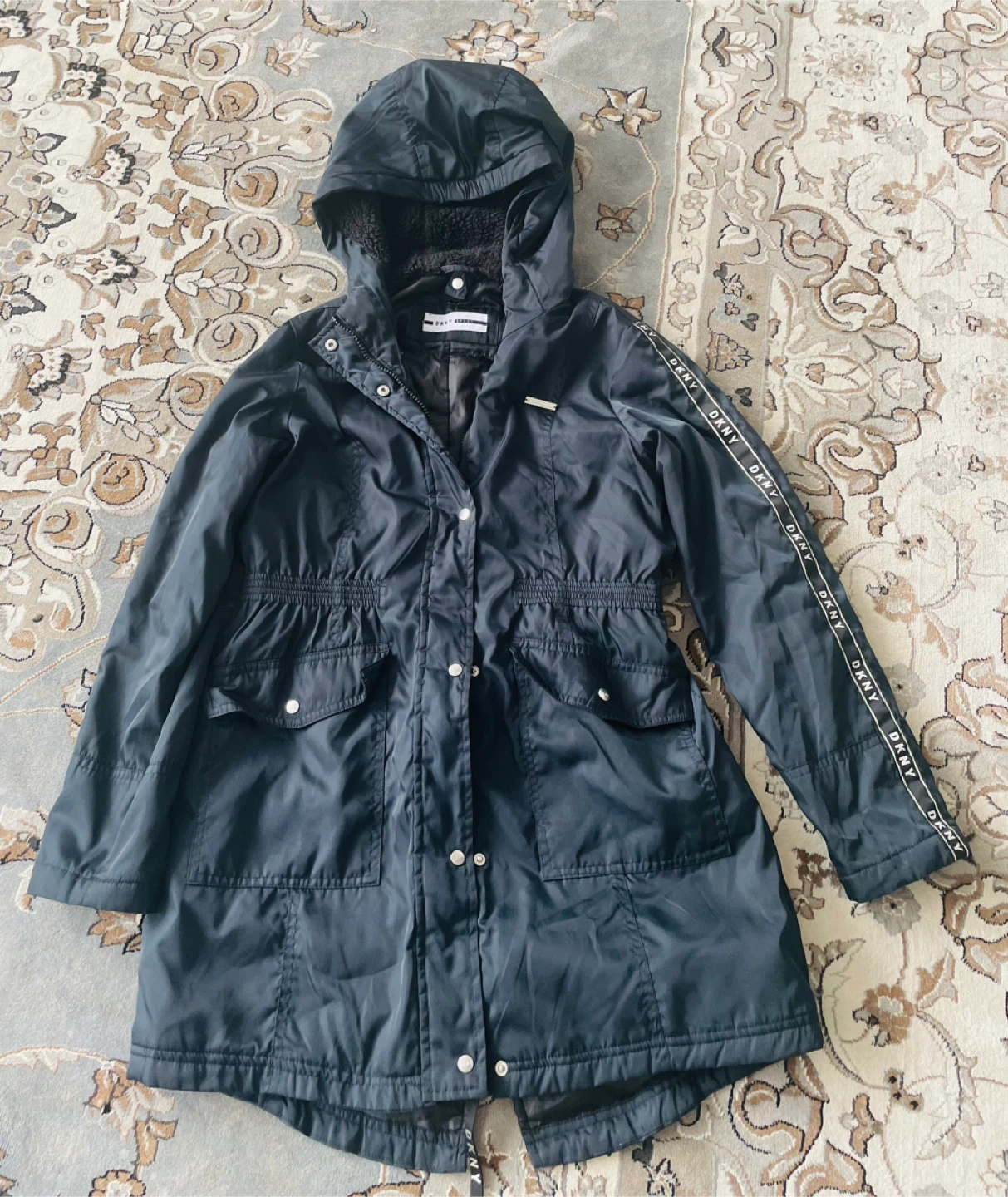 DKNY Black Rain Coat Spring fall