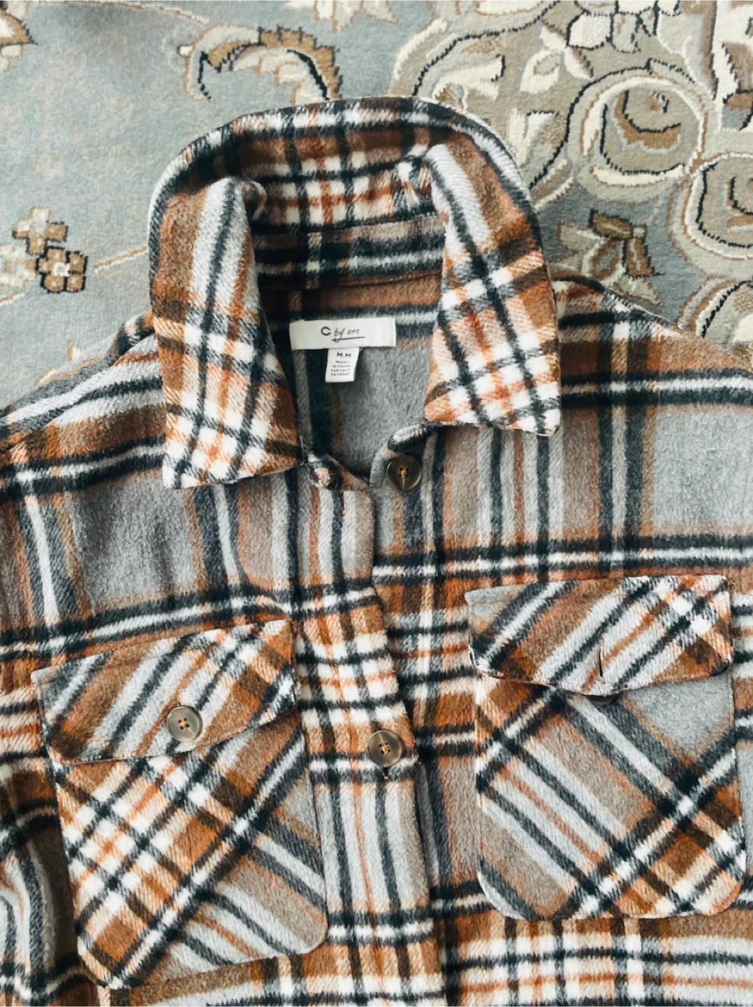 Plaid Flannel Shirt Dress - M - photo 2