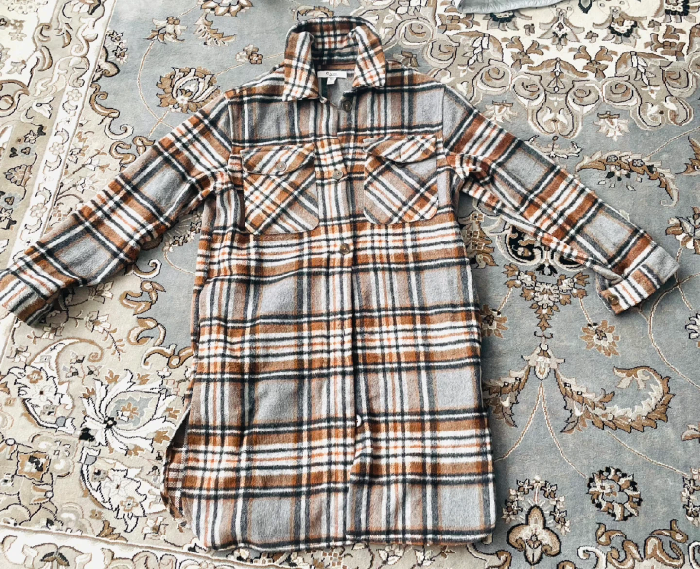 Plaid Flannel Shirt Dress - M