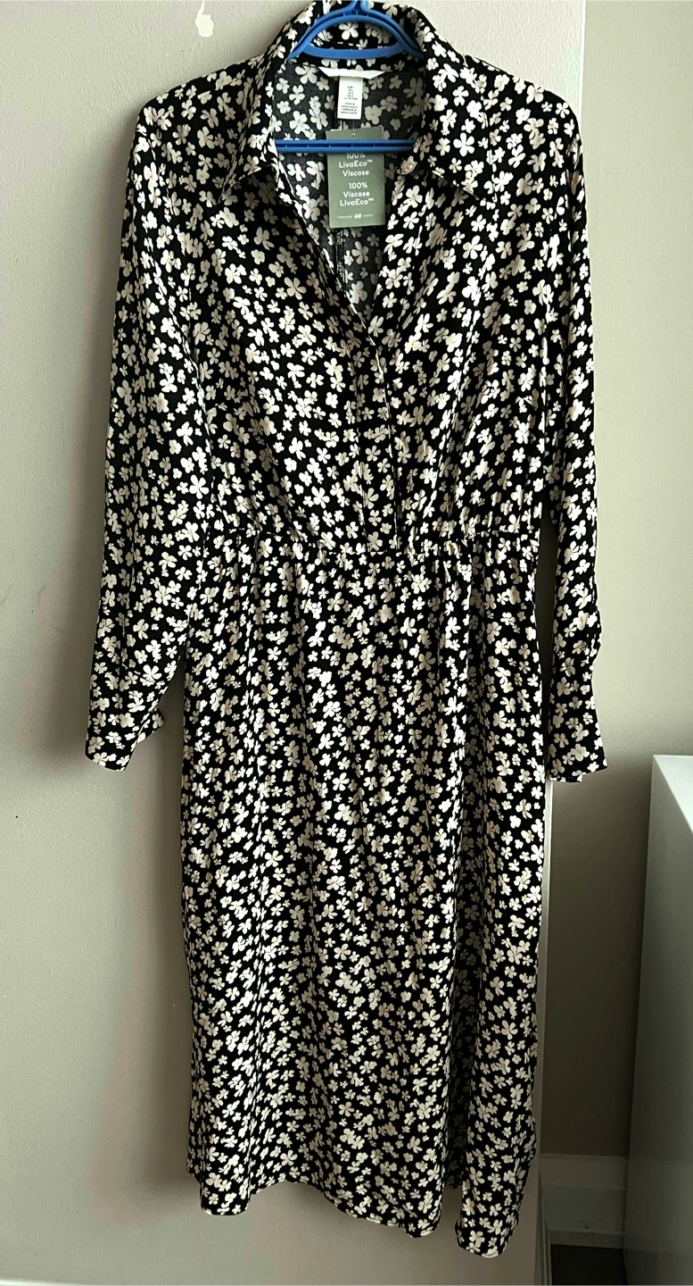 H&M Floral Viscose Dress - Size L