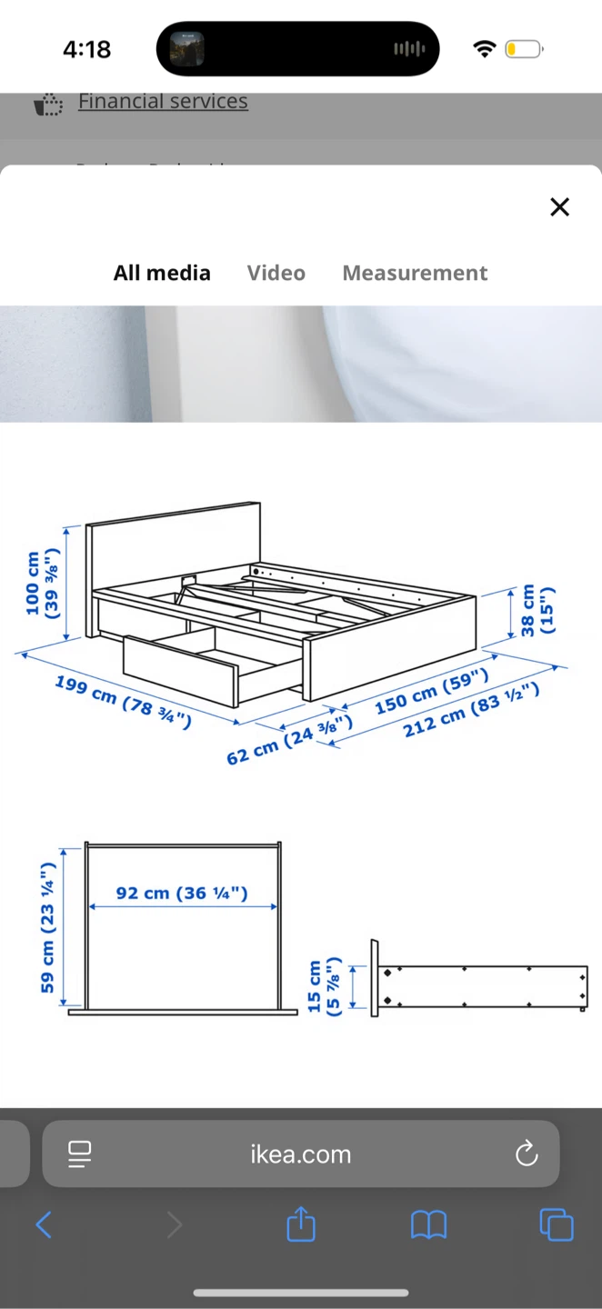 IKEA Malm Grey Bed Frame with Drawers - photo 4
