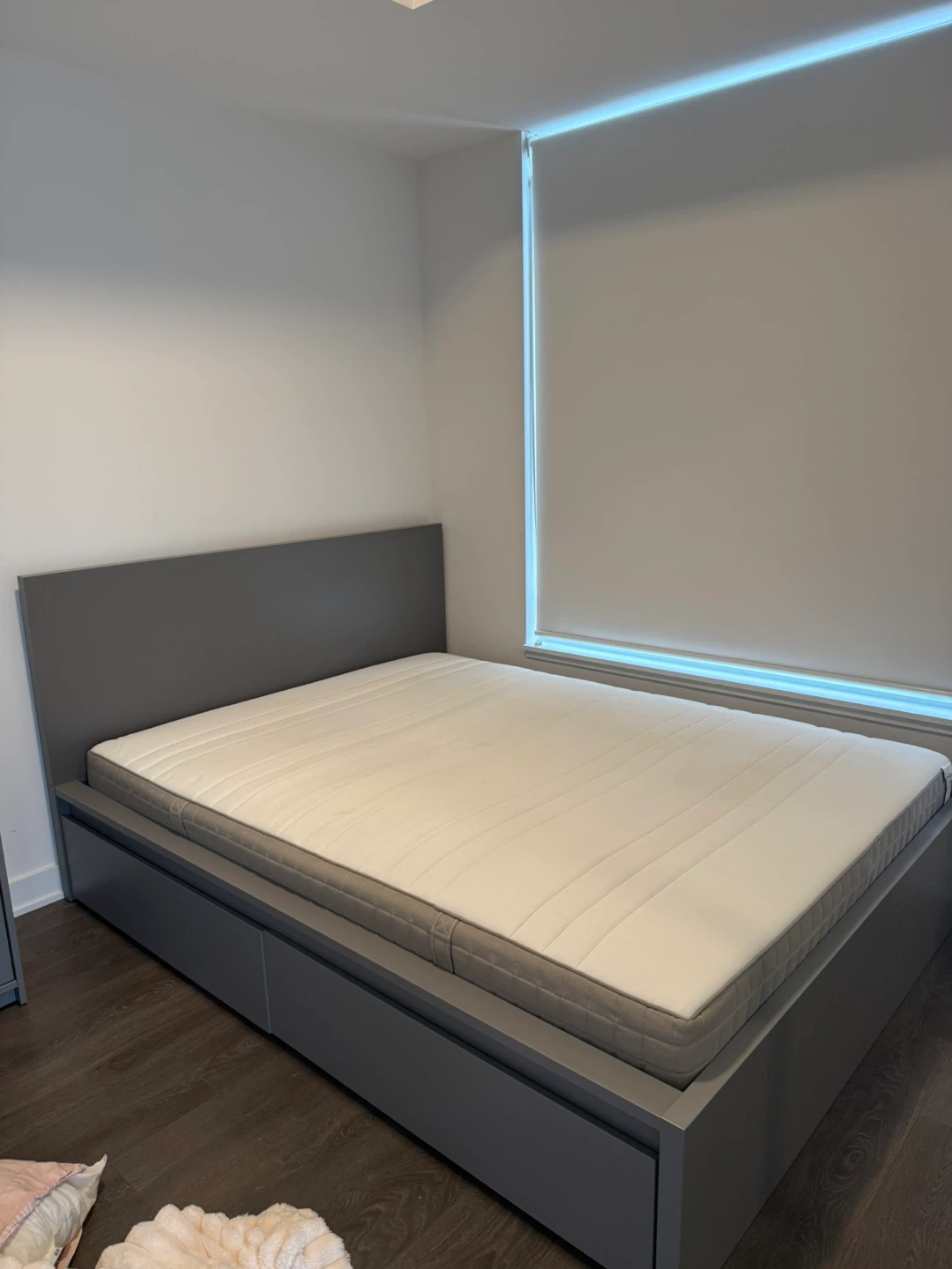 IKEA Malm Grey Bed Frame with Drawers