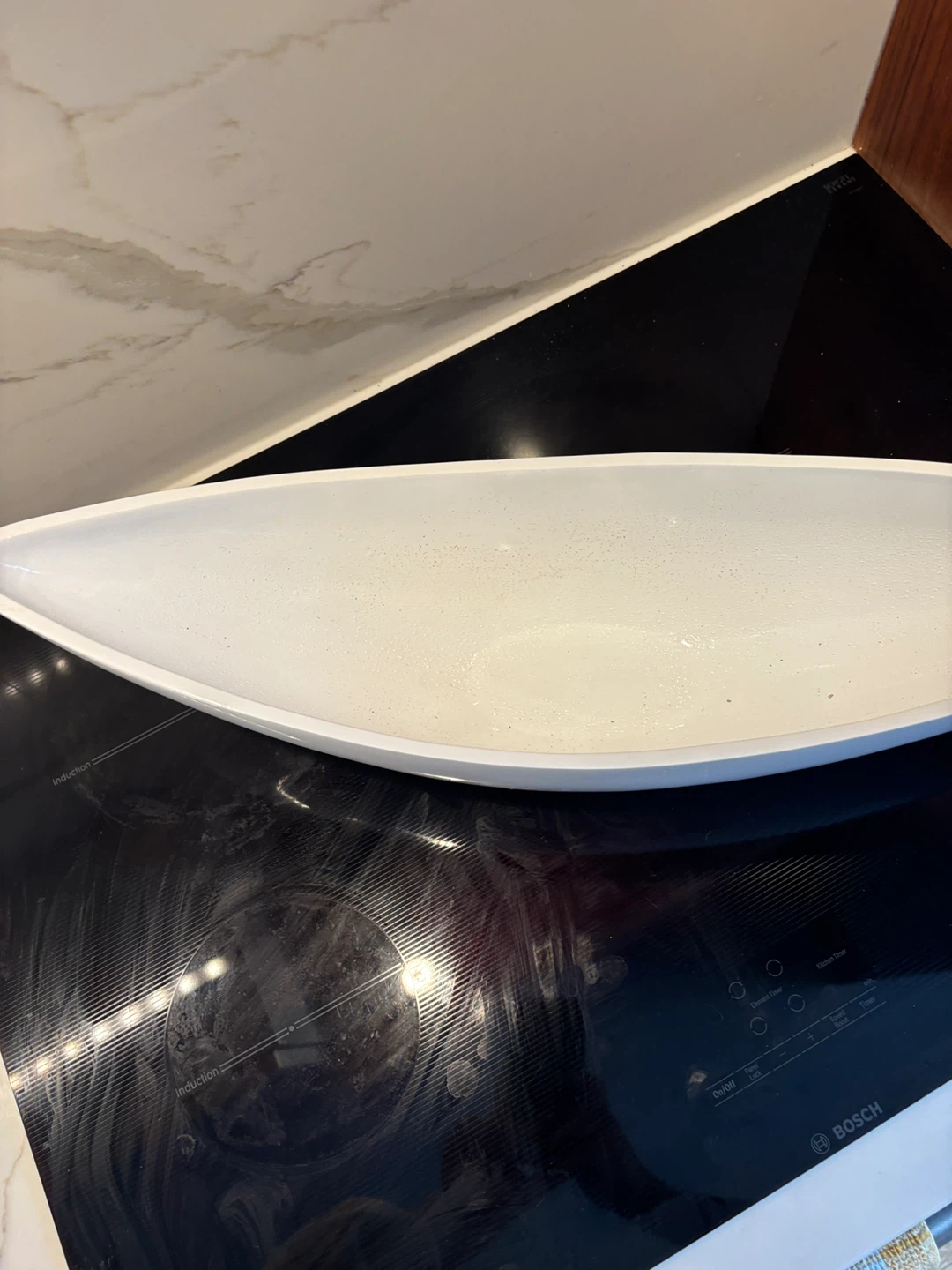Large Low Oval Lacquered Fibrestone Pot - White - photo 5
