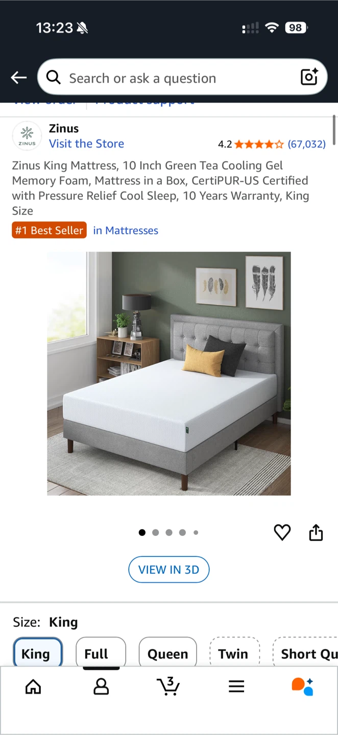Zinus King Mattress & Metal Bed Frame - photo 3