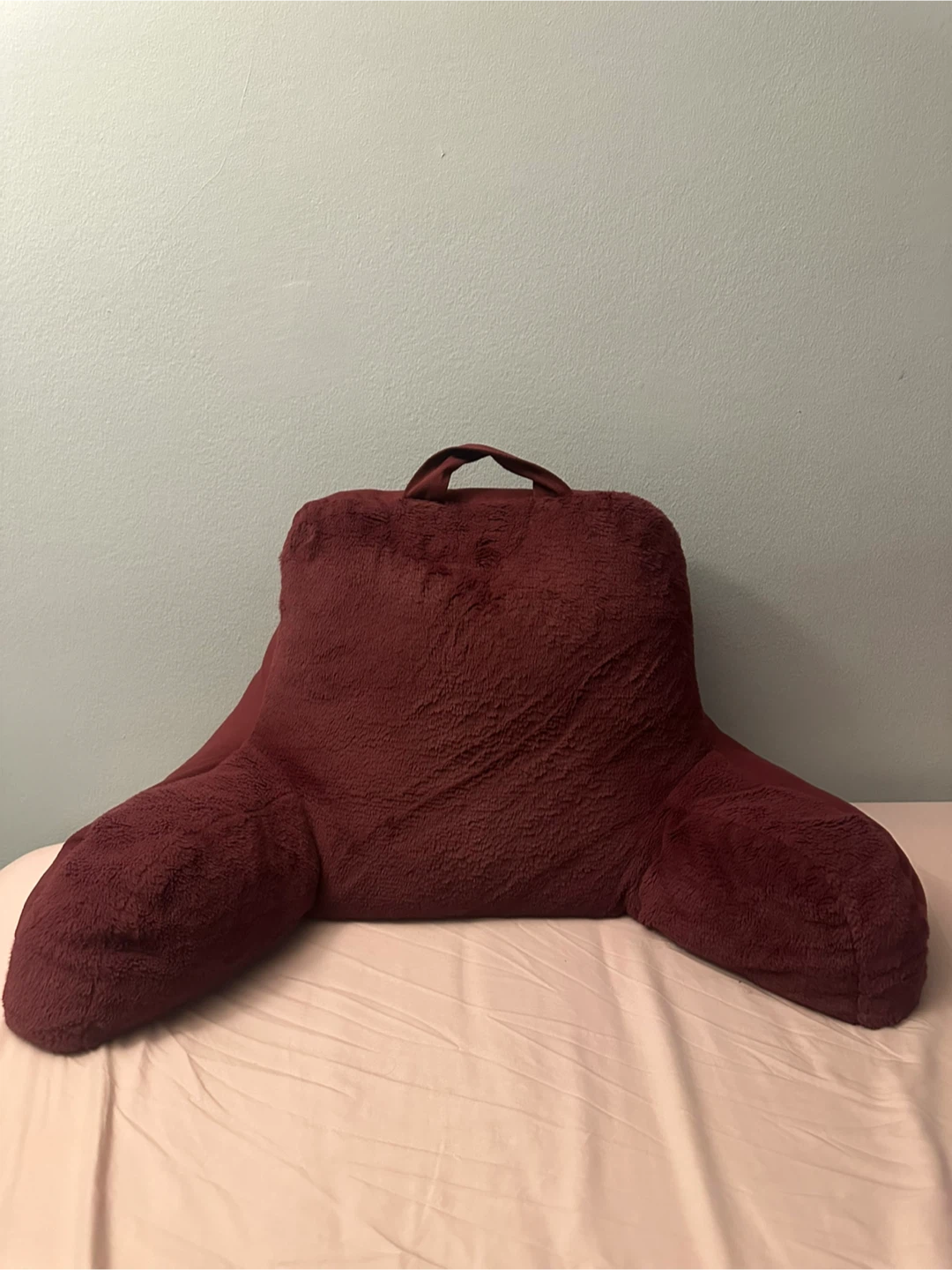 🥕 Burgundy Faux Fur Bed Rest Pillow