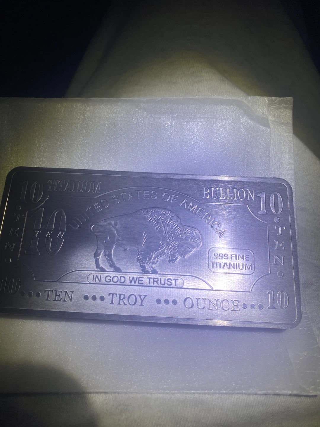 Fine Titanium .999 Ten Troy Ounce Bar