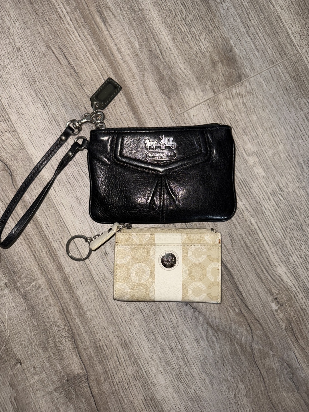 Coach Black Wristlet & Beige Card Holder