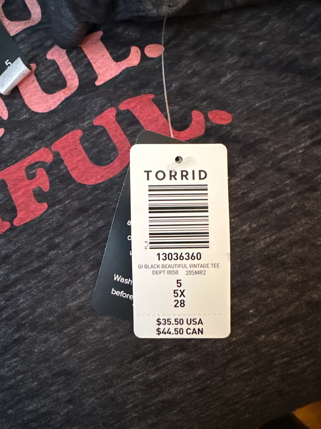 Torrid Black Beautiful Vintage Tee - Size 5X - photo 2