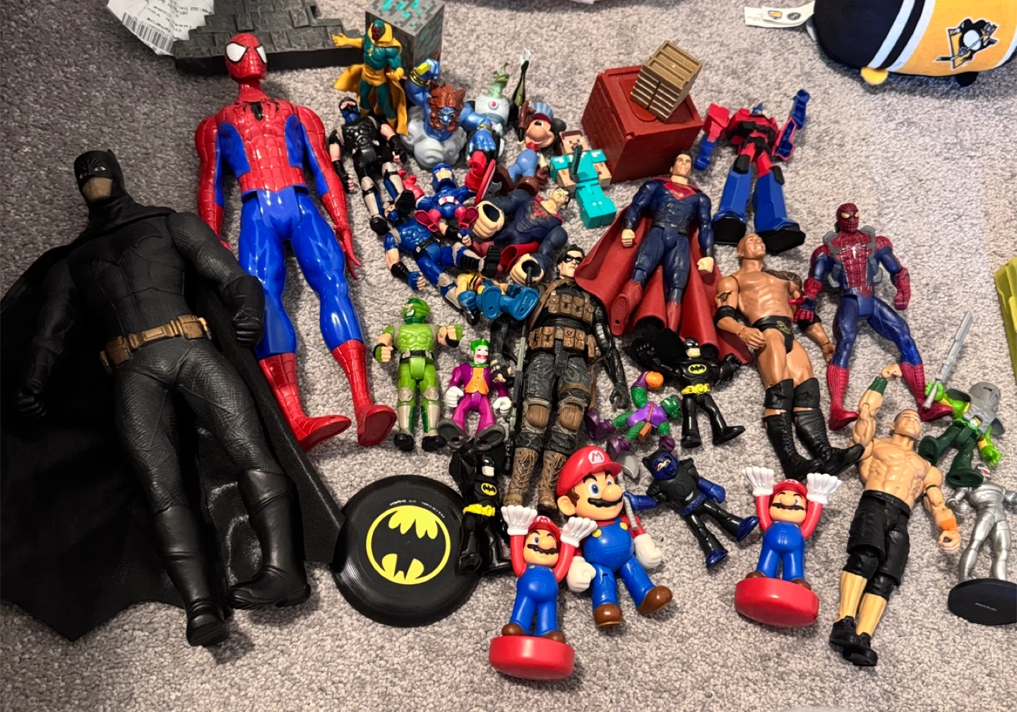 Mixed Action Figure Lot - Batman, Spiderman, Mario, More!