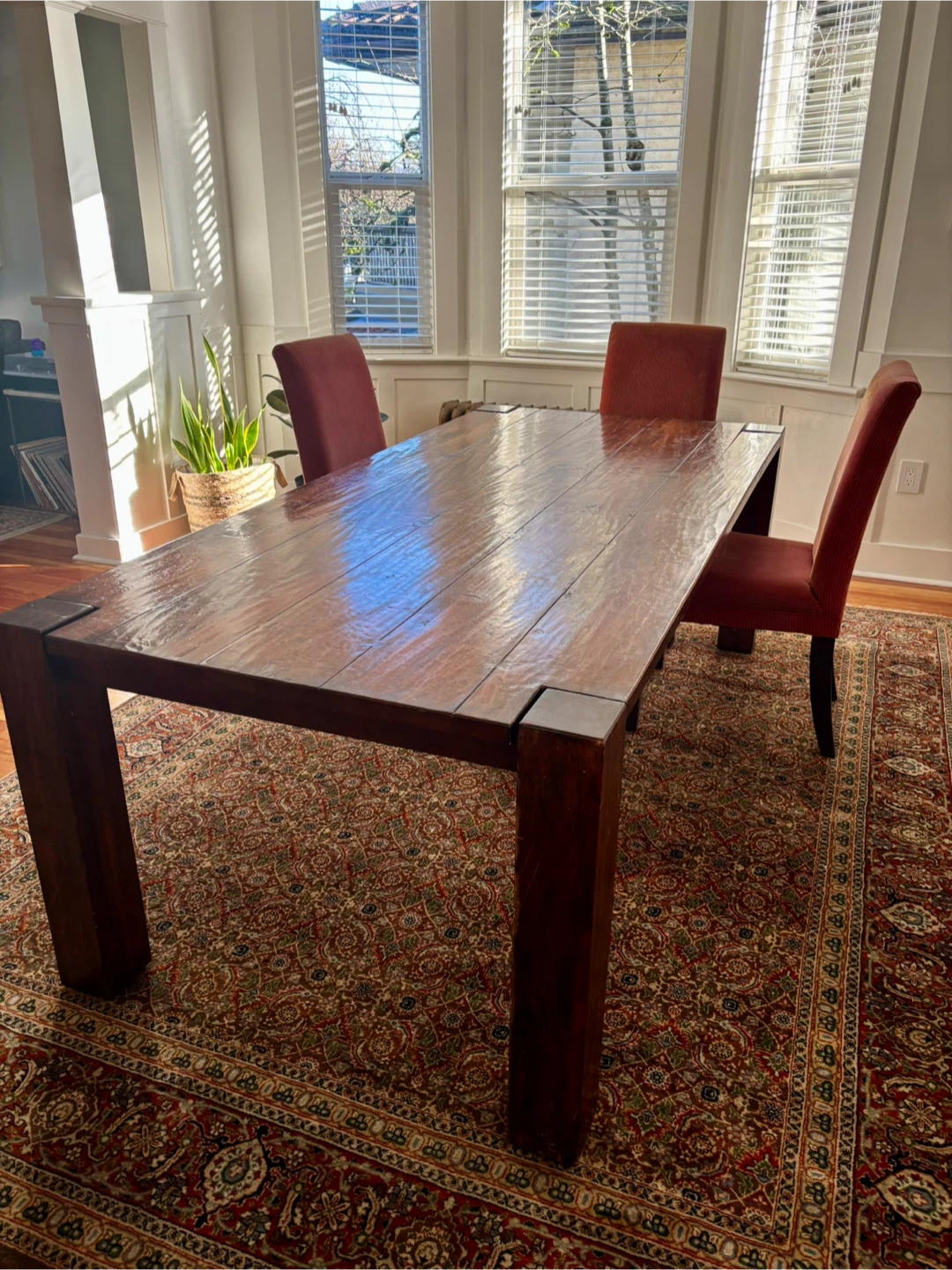 Solid Wood Dining Table with 8 matching Chairs