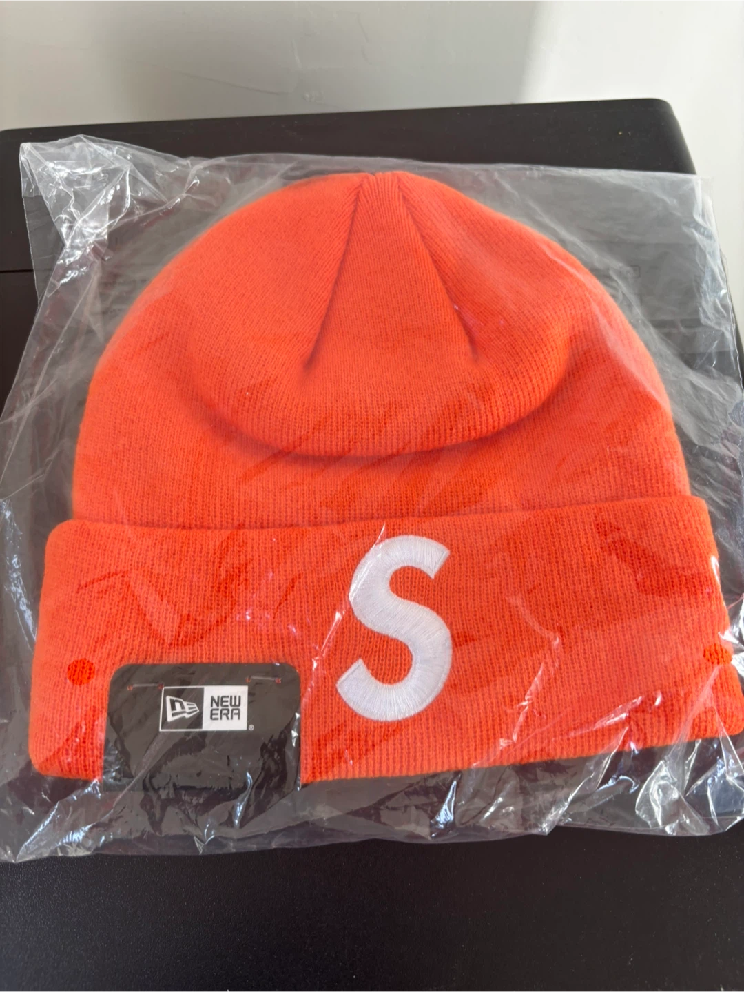 New Supreme New Era S Logo Beanie Orange