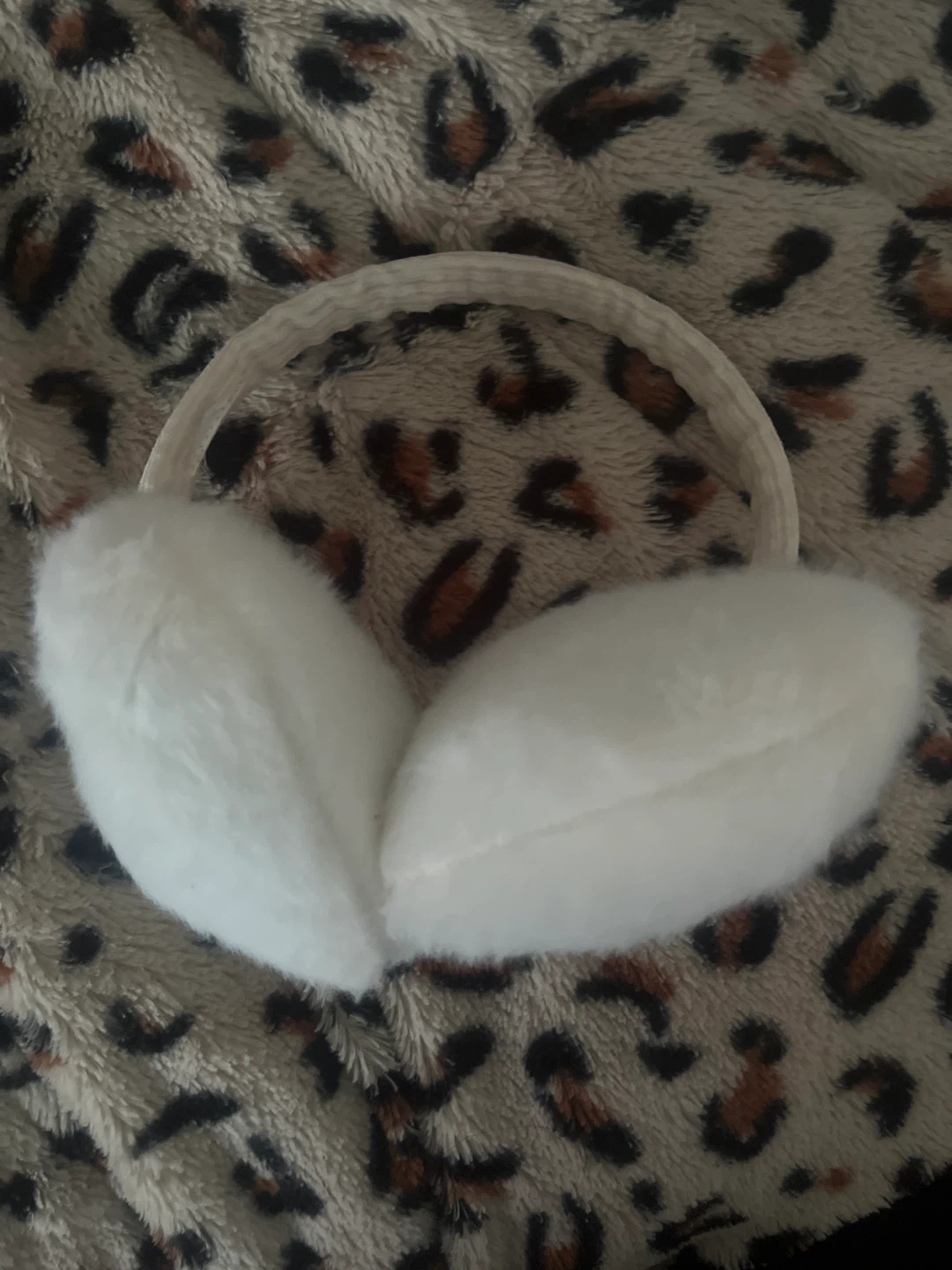 White Heart Fur Earmuffs