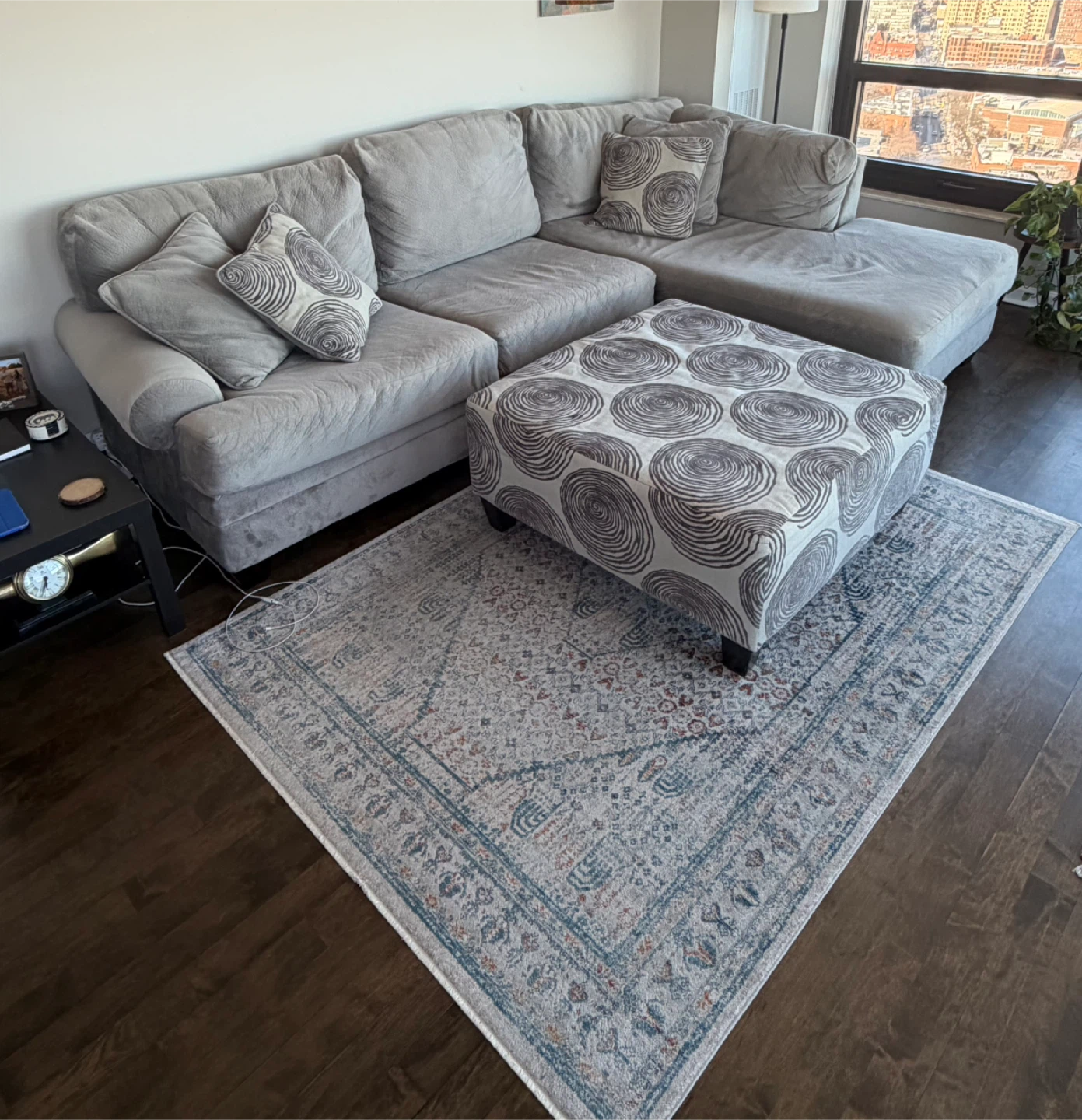 Sectional, Ottoman and Rug