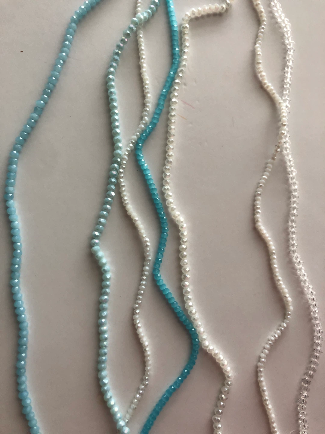 Beads - Blue, White, and Clear