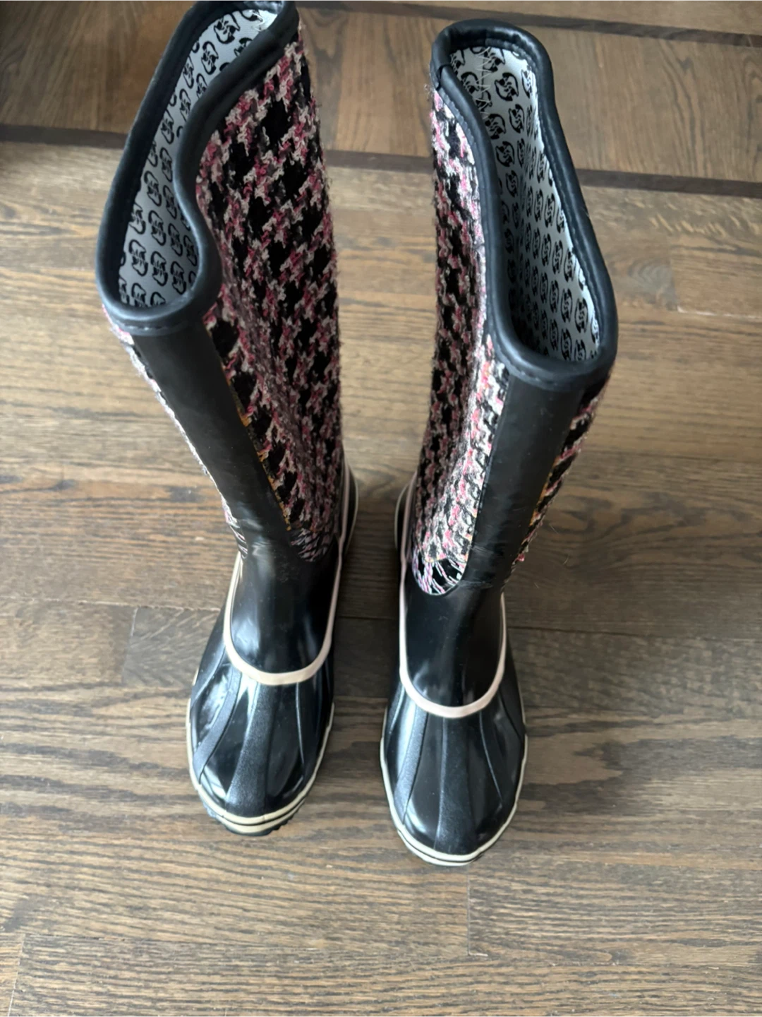 Sorel Black & Pink Houndstooth Rain Boots - photo 3