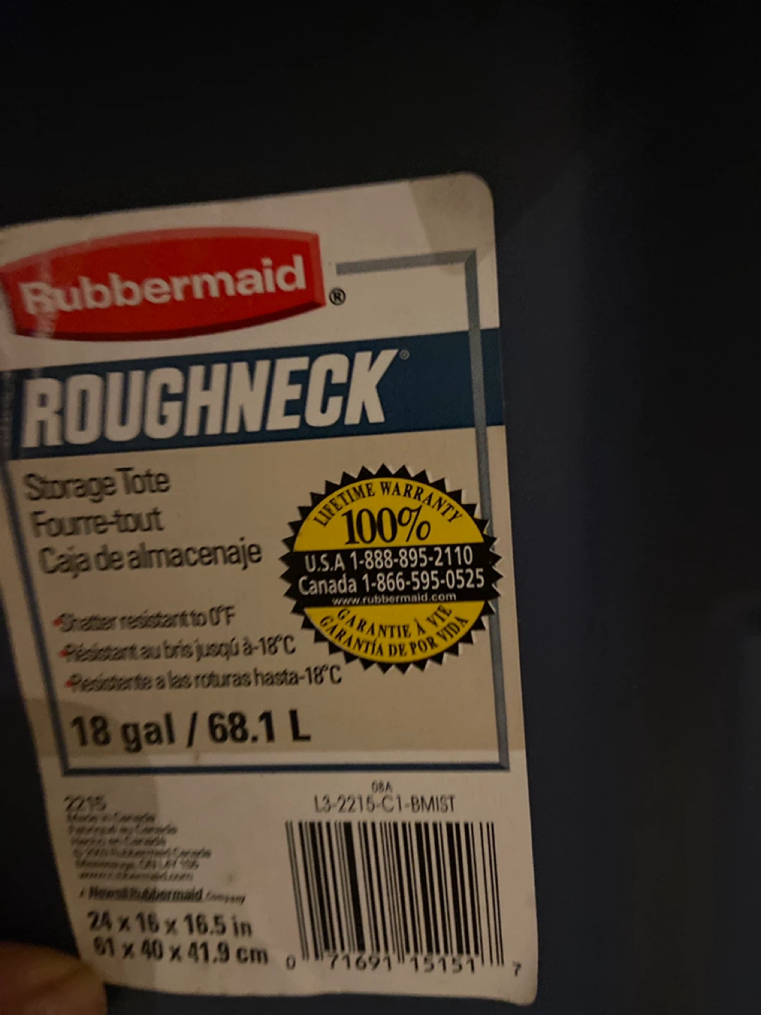 3 Rubbermaid Roughneck 18 gal Storage Tote