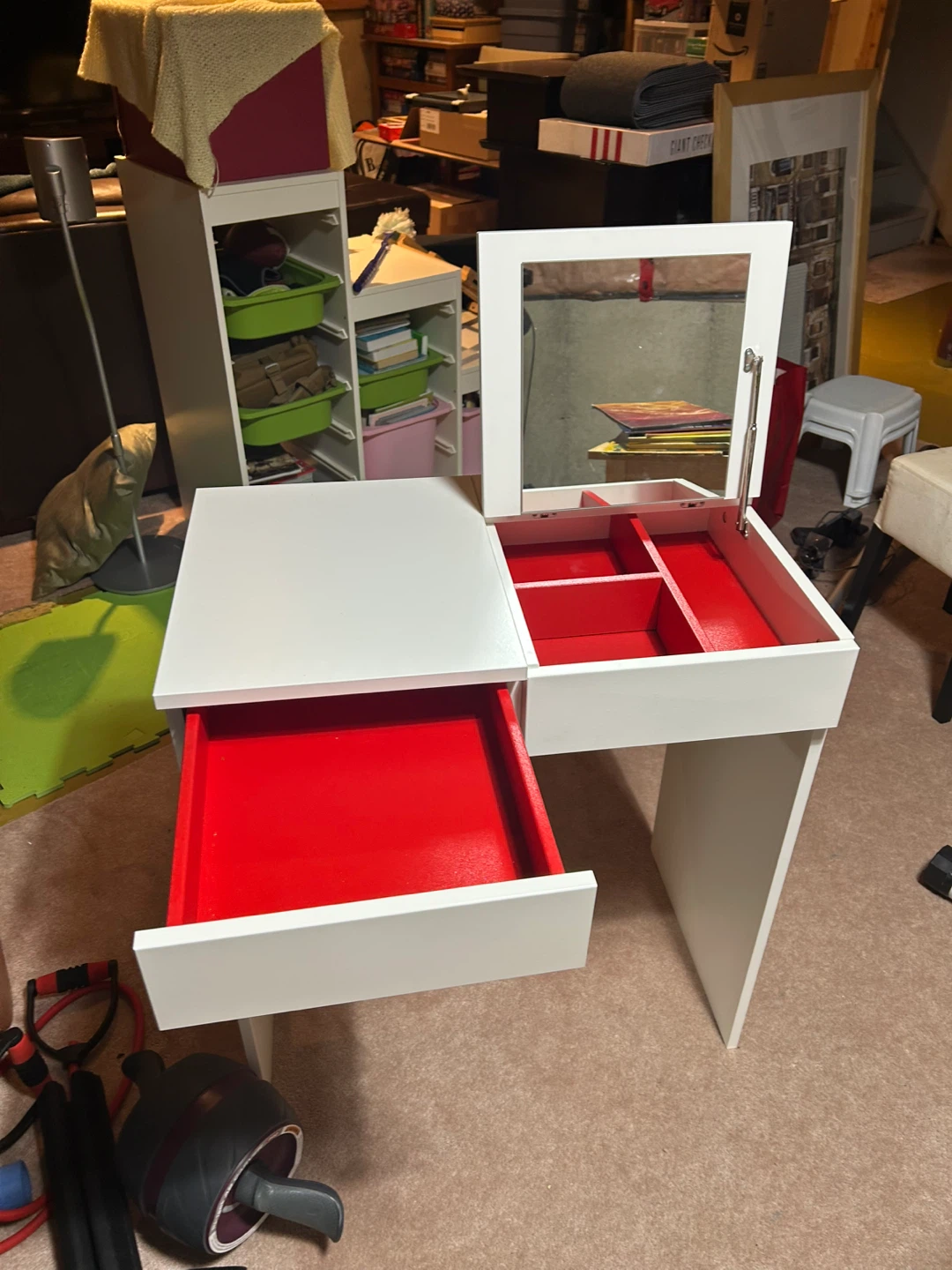 White Makeup Vanity Desk with Mirror - photo 2
