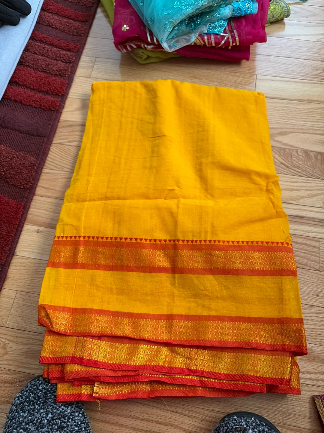 Yellow & Red Sari Fabric
