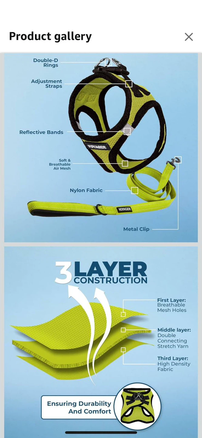 New -Voyager Lime Green Air Dog Harness, Size M - photo 2