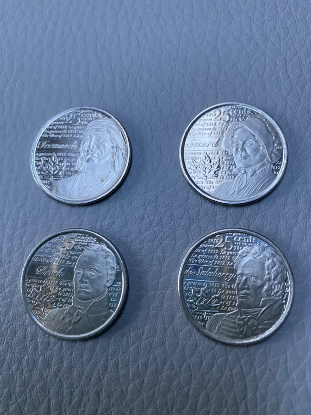 24 coins - War of 1812 Canadian 25 Cents Coins
