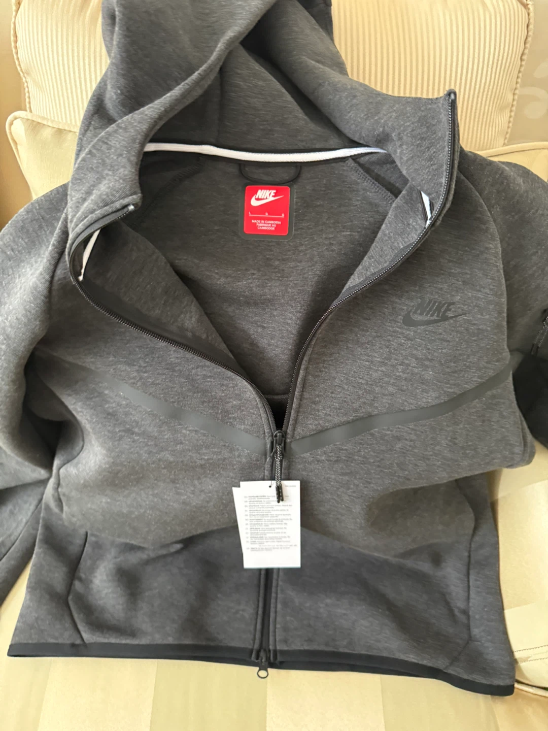 Nike Tech Fleece Full-Zip Hoodie - Grey, Large - photo 3