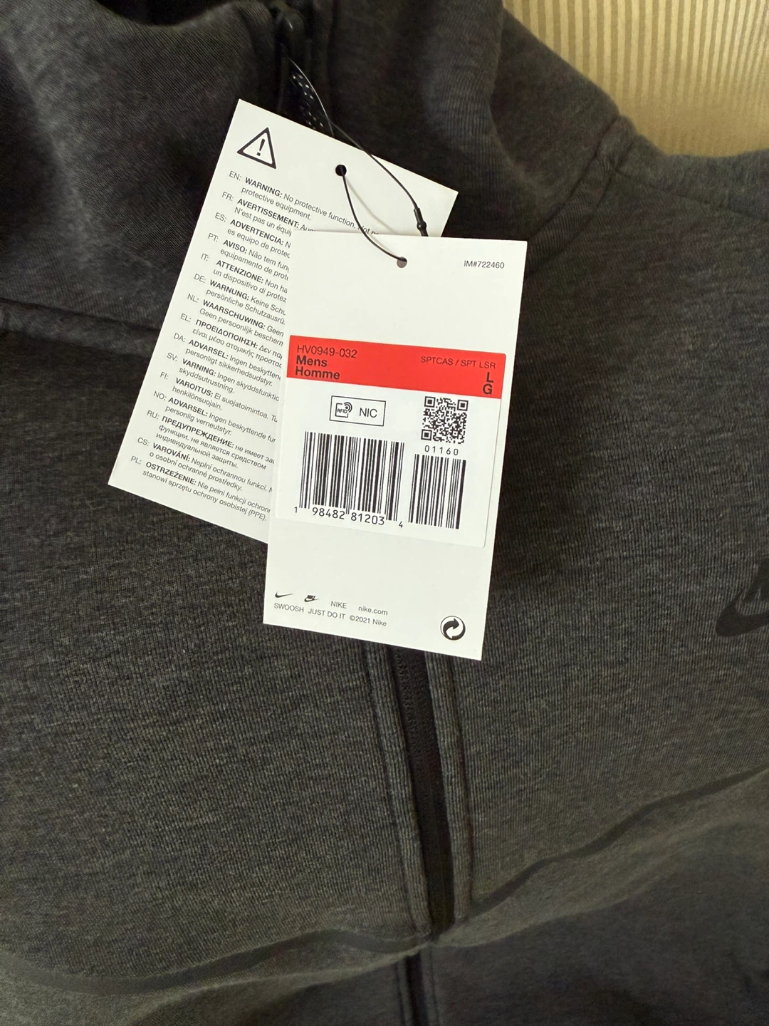 Nike Tech Fleece Full-Zip Hoodie - Grey, Large - photo 4