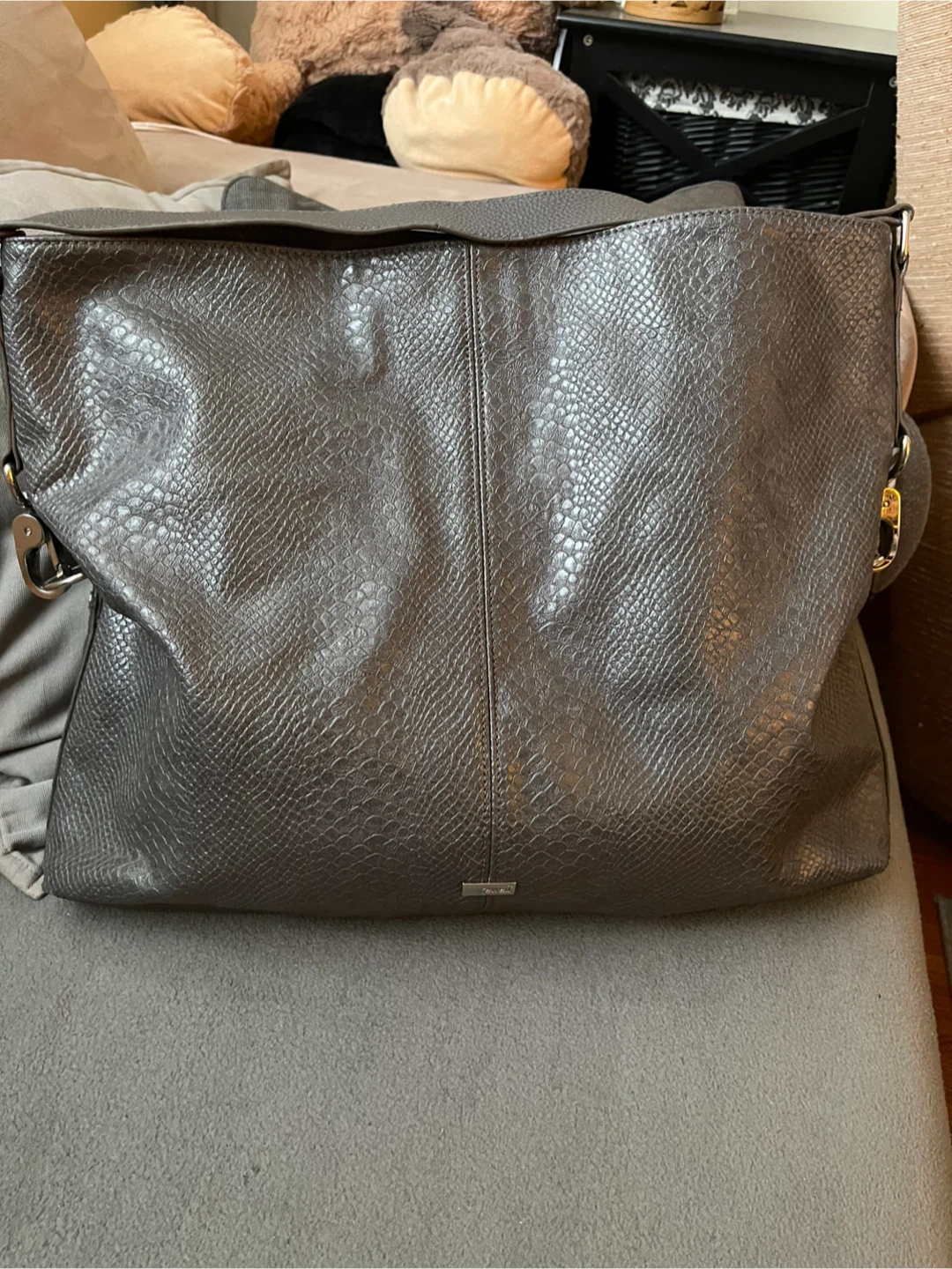 Jewell Grey Snakeskin Tote Bag - photo 2