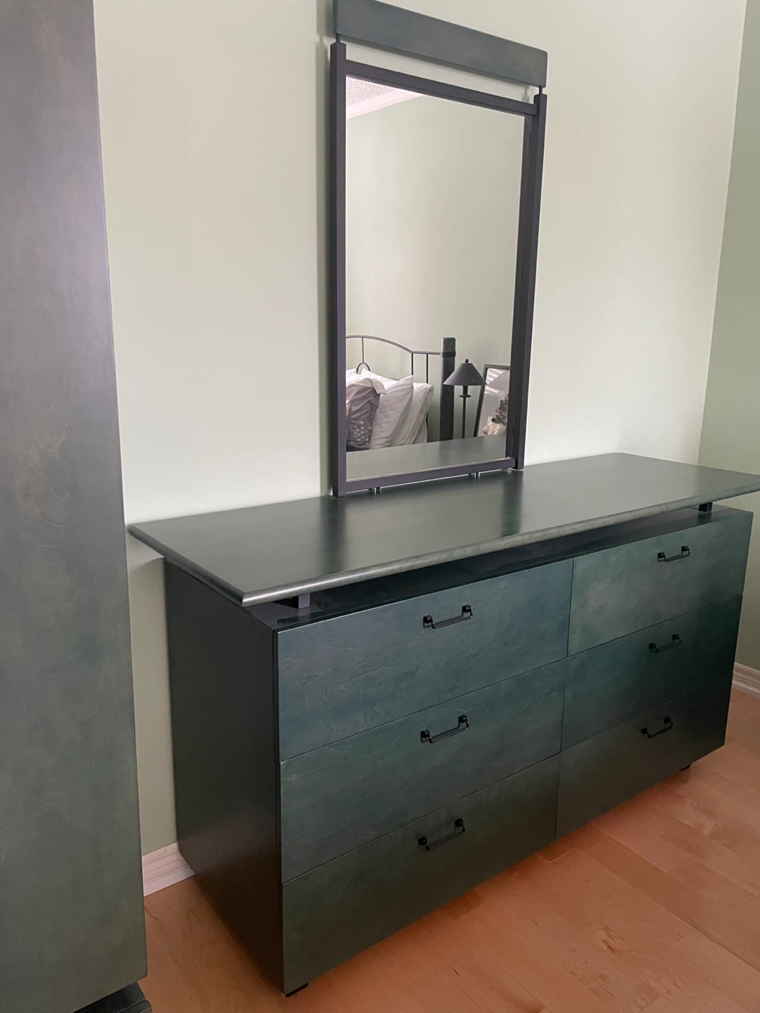 Dresser with Mirror - Greenish-Grey
