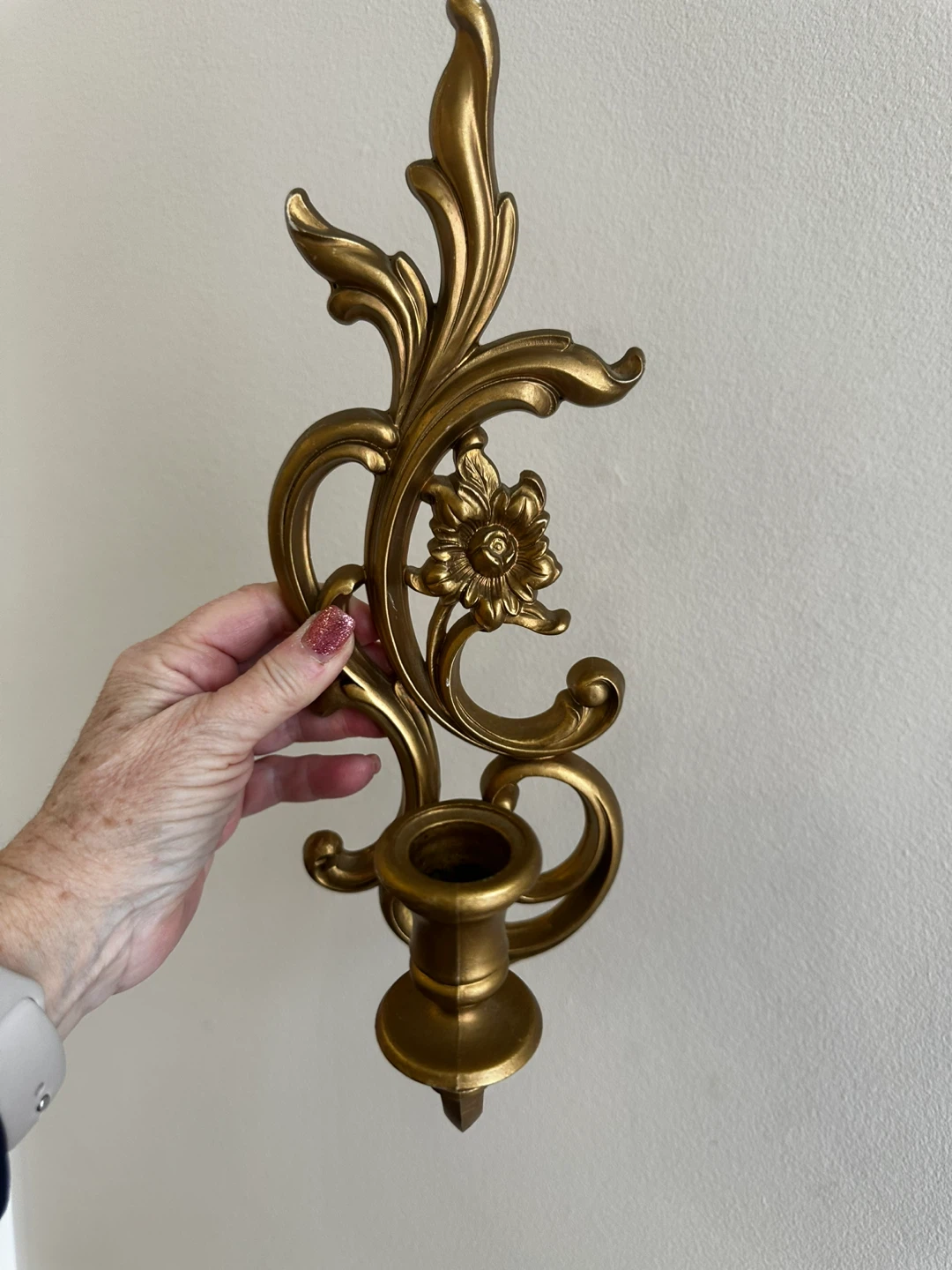 Vintage Syroco Wall Sconce Candle Holders - Gold - photo 3