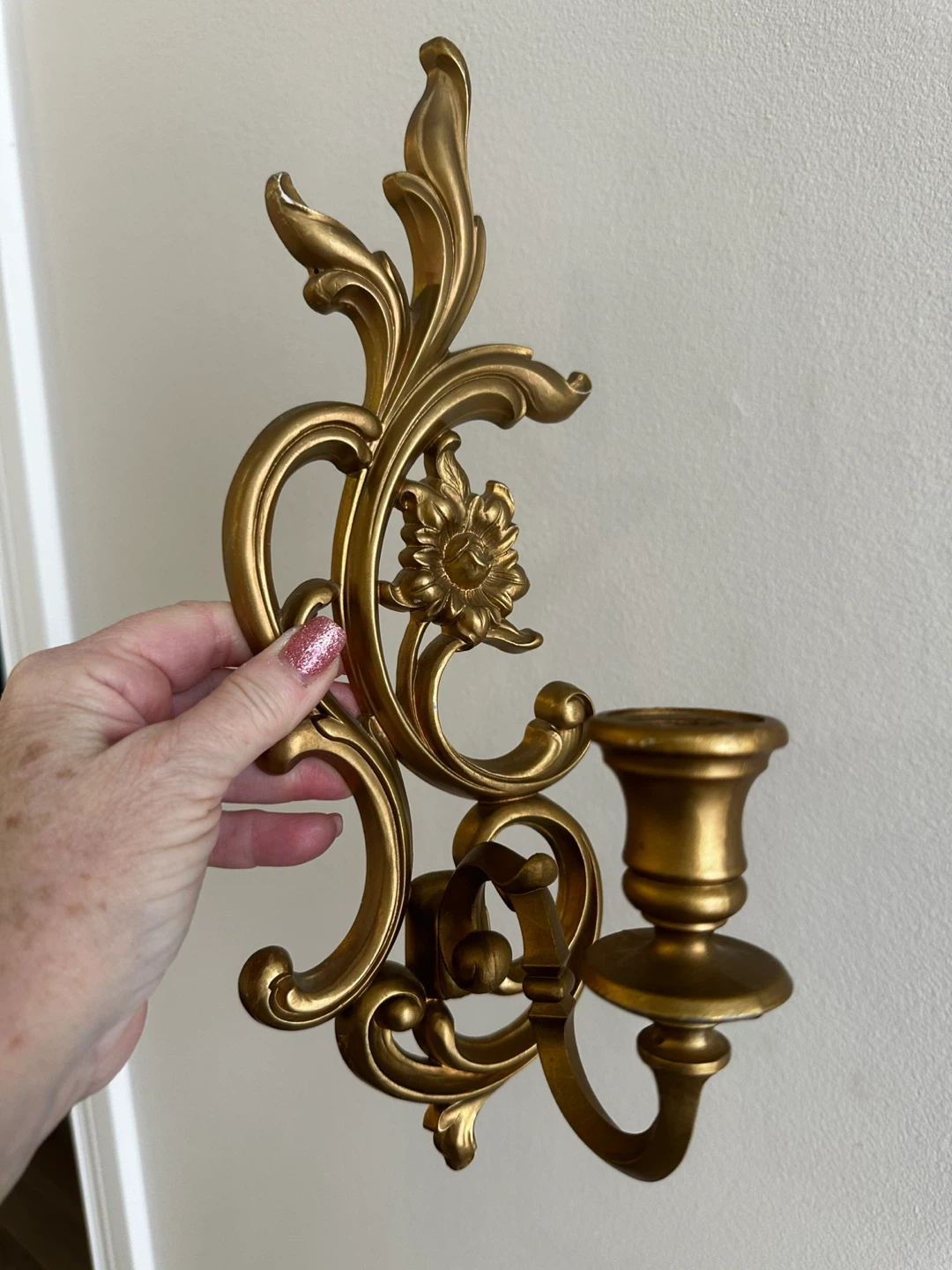 Vintage Syroco Wall Sconce Candle Holders - Gold - photo 2