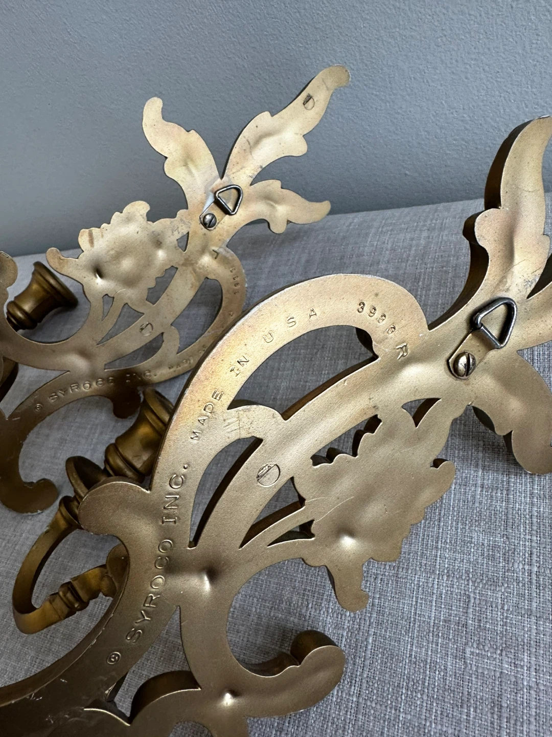 Vintage Syroco Wall Sconce Candle Holders - Gold - photo 5