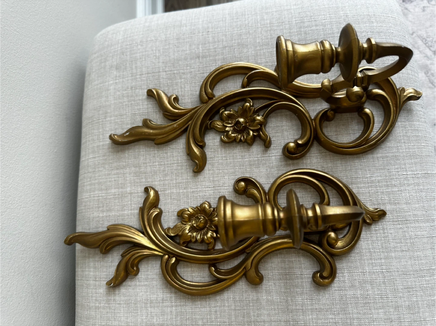 Vintage Syroco Wall Sconce Candle Holders - Gold