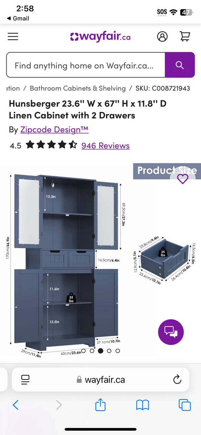 Zipcode Design Hunsberger Linen Cabinet