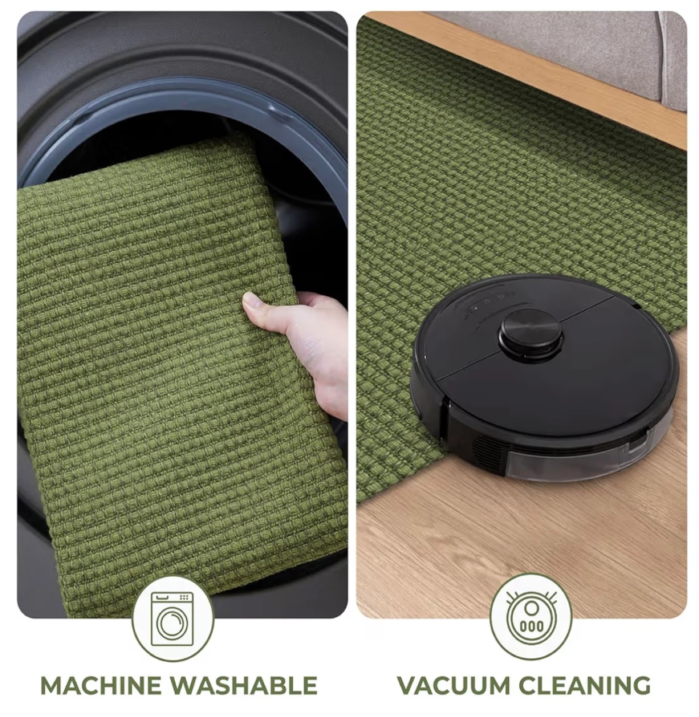 Green Cotton Rug - Durable & Non-Slip - photo 5