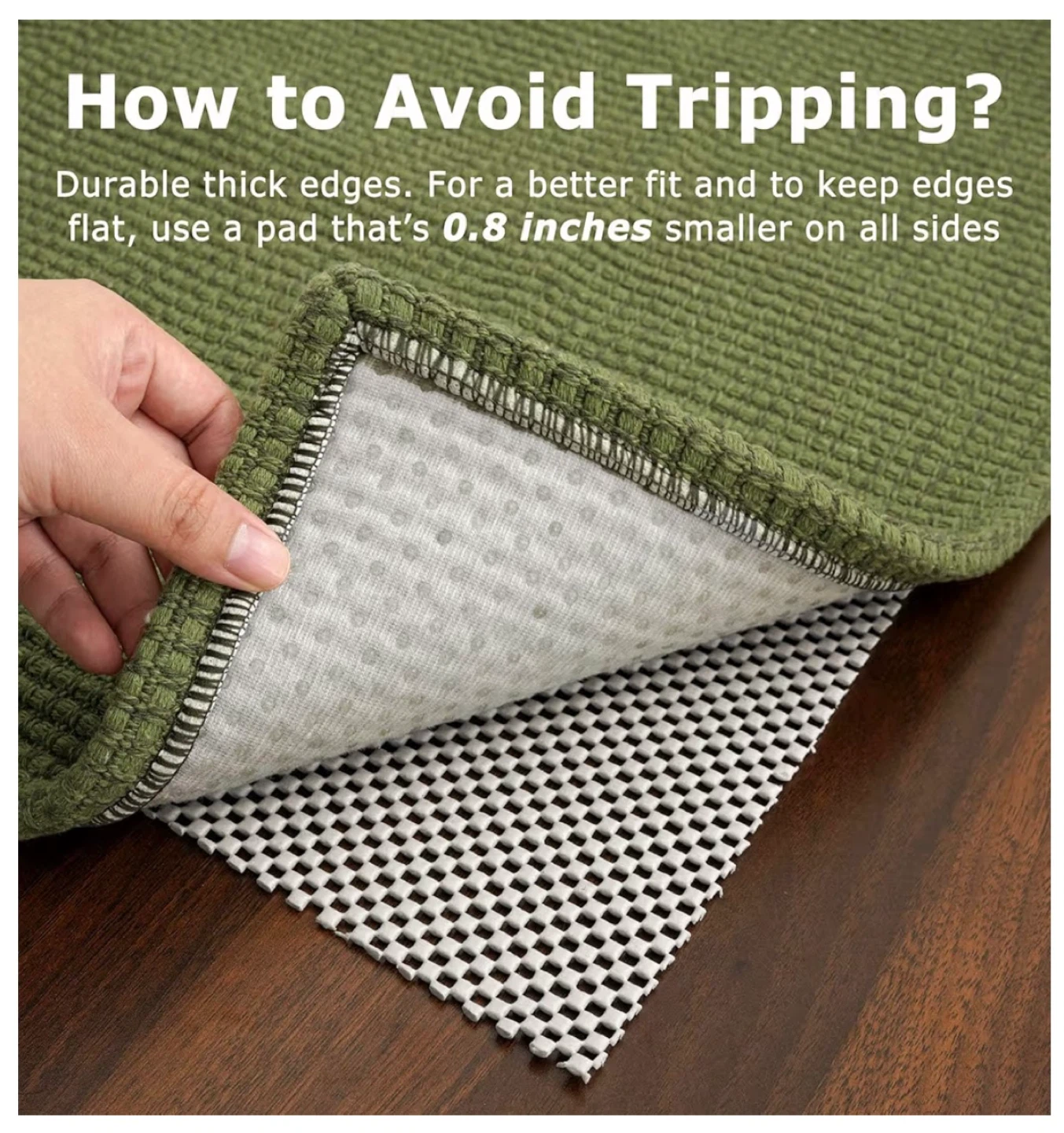 Green Cotton Rug - Durable & Non-Slip - photo 2
