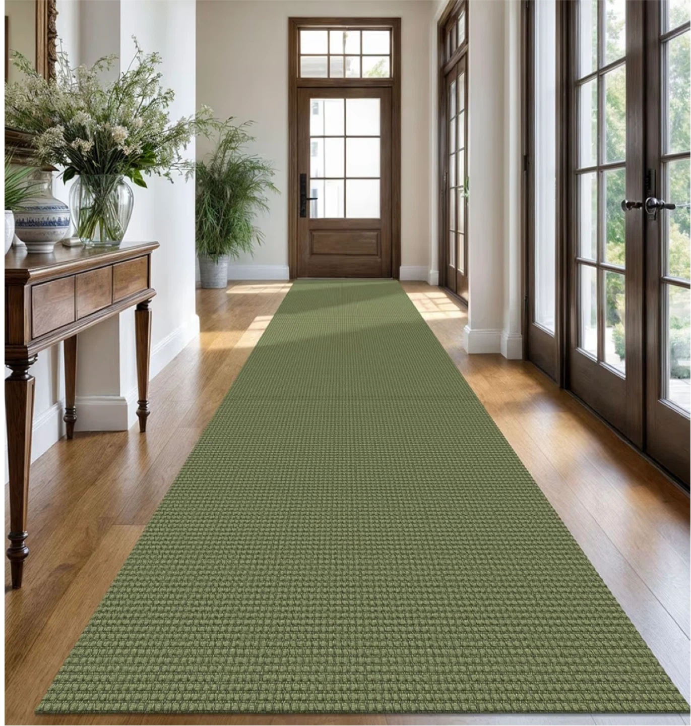 Green Cotton Rug - Durable & Non-Slip